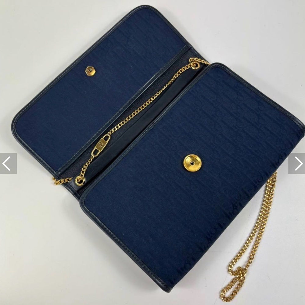 Dior Midnight Blue Monogram Clutch with Gold Chain - Picture 8 of 10